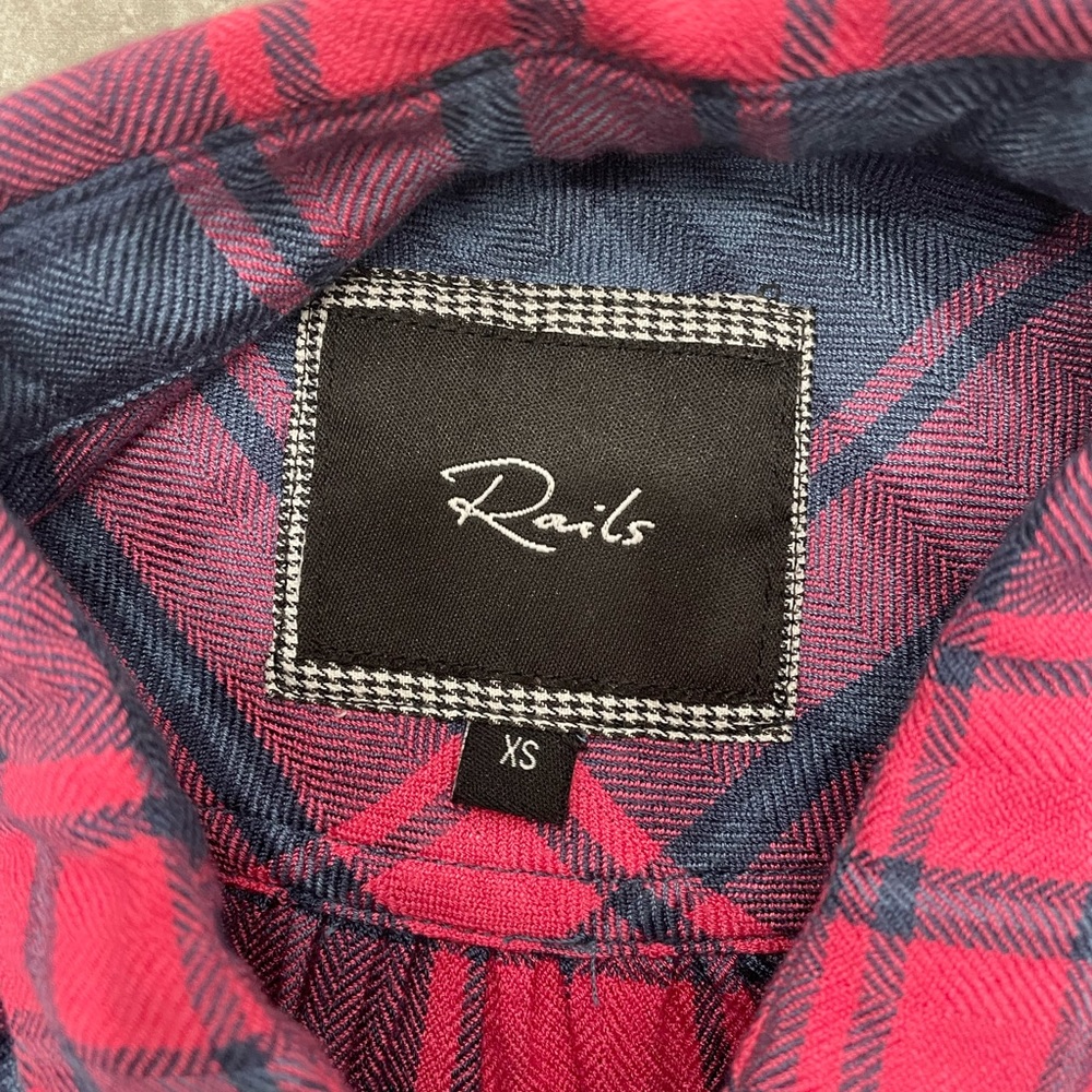 Rails Sleeveless Button Down Red & Blue Plaid Fla… - image 3